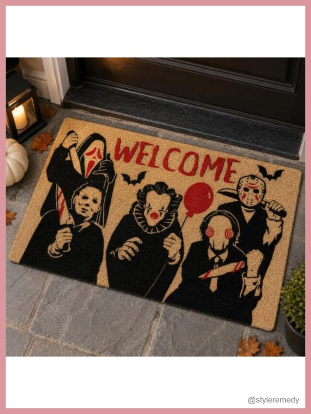 Halloween Horror Movie Characters Decorative Front Door Mat Non-Slip 32x48